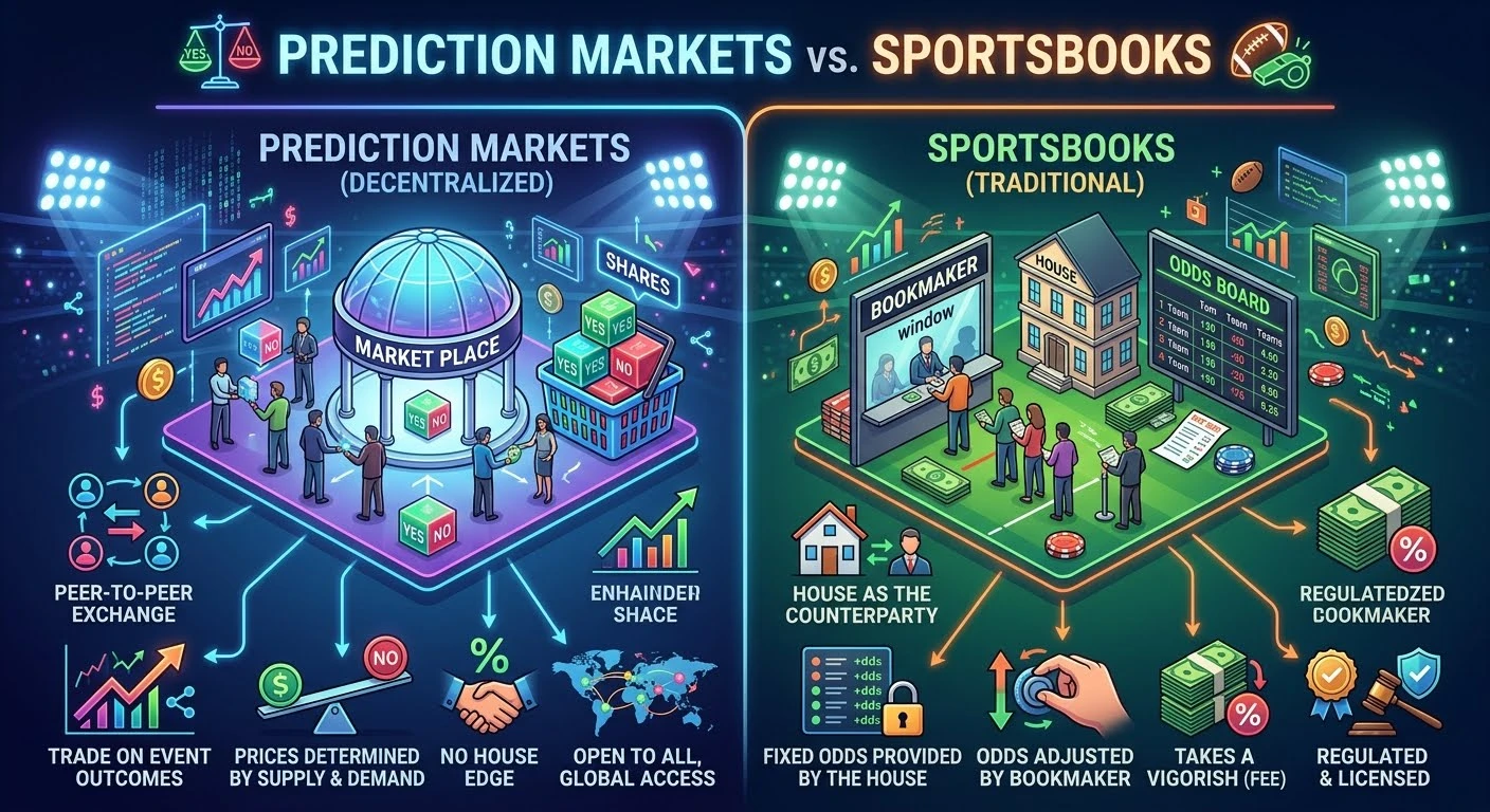 Prediction Markets vs. Sportsbooks: How Crypto Prediction Markets Work